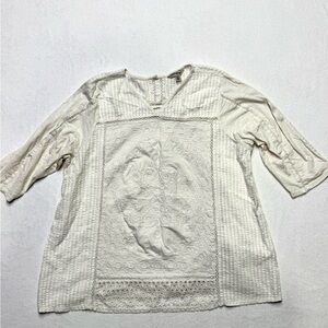 Lucky Brand Cream Blouse with Textured Design